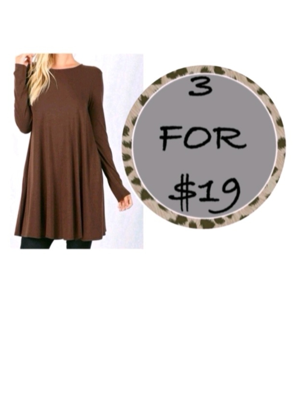 3/$19 Wishlist oversized long sleeve swing tunic top blouse